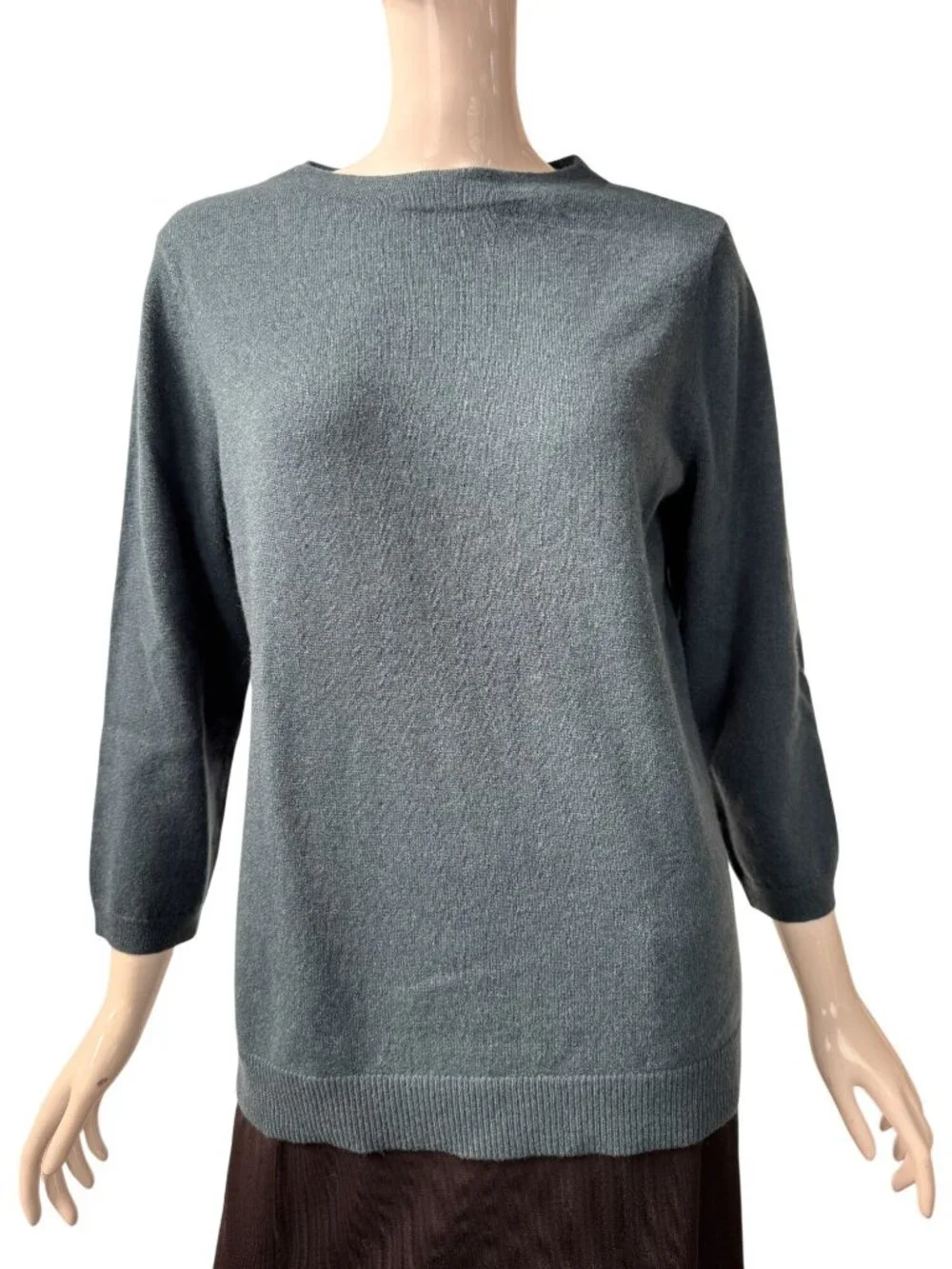 Talbots 100% Cashmere Teal 3/4 Sleeve Lightweight Sweater Womens Size L - Picture 10 of 16